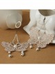 Palace Style Baroque Fashion White Long Lace Pearl Butterfly Earrings