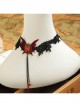 Gothic Retro Vampire Black Lace Female Butterfly Palace Style Ruby Choker