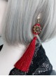 Fashion Personality Gothic Red Fabric Retro Love Long Exaggerated Tassel Earrings