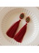Fashion Personality Gothic Red Fabric Retro Love Long Exaggerated Tassel Earrings