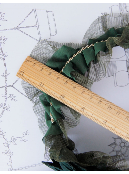 Fashion Retro Dark Green Maid Style All-Match Flower Lace Rhinestone Broad-Brim Hair Band