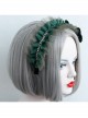 Fashion Retro Dark Green Maid Style All-Match Flower Lace Rhinestone Broad-Brim Hair Band