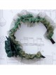 Fashion Retro Dark Green Maid Style All-Match Flower Lace Rhinestone Broad-Brim Hair Band