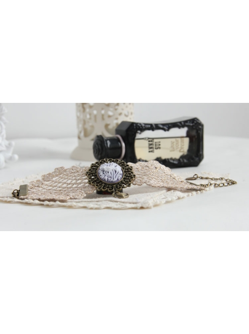 Gothic White Palace Lace Flower Love Retro Couple Bracelet