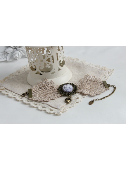 Gothic White Palace Lace Flower Love Retro Couple Bracelet