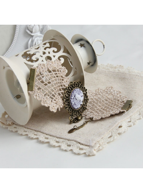 Gothic White Palace Lace Flower Love Retro Couple Bracelet