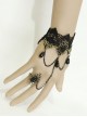 Retro Gothic Christmas Festive Black Lace Edge Pearl Wishing Female Ring Bracelet One