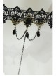 Retro Gothic Christmas Festive Black Lace Edge Pearl Wishing Female Ring Bracelet One