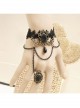 Palace Style Gothic Retro Black Lace Pearl Flower Bracelet One Chain With Ring