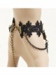 Palace Style Gothic Retro Black Lace Pearl Flower Bracelet One Chain With Ring