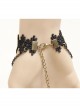 Palace Style Gothic Retro Black Lace Pearl Flower Bracelet One Chain With Ring
