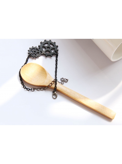 Punk Style Male Female Fashion Casual Black Chain Gear Artificial Leather Bracelet