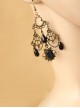 Gothic Retro Hollow Female Black Pattern Long Pearl Gem Earrings
