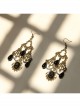 Gothic Retro Hollow Female Black Pattern Long Pearl Gem Earrings