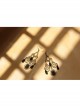 Gothic Retro Hollow Female Black Pattern Long Pearl Gem Earrings