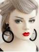 Black Gothic Retro Long Atmosphere Round Net Yarn Personality Fashion Temperament Earrings