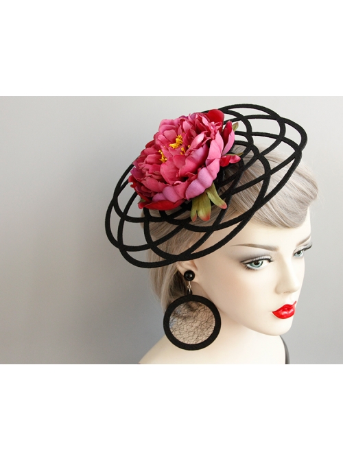 Black Gothic Retro Long Atmosphere Round Net Yarn Personality Fashion Temperament Earrings