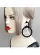 Black Gothic Retro Long Atmosphere Round Net Yarn Personality Fashion Temperament Earrings