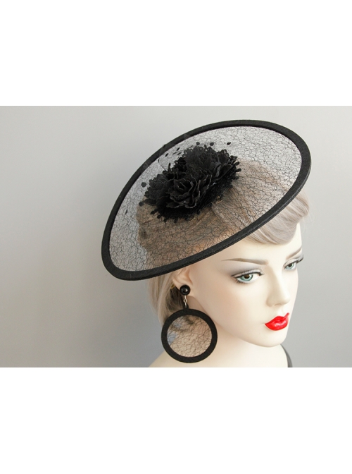 Black Gothic Retro Long Atmosphere Round Net Yarn Personality Fashion Temperament Earrings