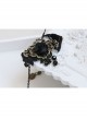 Gothic Black Artificial Crystal Retro Rose Flower Lace Female Bracelet With Ring One Chain
