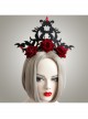 Gothic Queen Red Rose Exaggerated Black Crown Felt Cloth Resin Diamond Headband