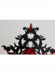 Gothic Queen Red Rose Exaggerated Black Crown Felt Cloth Resin Diamond Headband