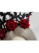 Gothic Queen Red Rose Exaggerated Black Crown Felt Cloth Resin Diamond Headband