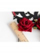 Gothic Queen Red Rose Exaggerated Black Crown Felt Cloth Resin Diamond Headband