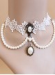 Lolita Bride Bridesmaid Wedding Party White Lace Pearl Female Choker