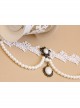Lolita Bride Bridesmaid Wedding Party White Lace Pearl Female Choker