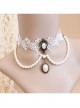 Lolita Bride Bridesmaid Wedding Party White Lace Pearl Female Choker