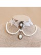 Lolita Bride Bridesmaid Wedding Party White Lace Pearl Female Choker