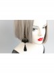 Personality Bat Fashion Temperament Halloween Gothic Black Tassel Felt Cloth Long Model Artificial Crystal Earrings