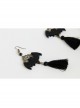 Personality Bat Fashion Temperament Halloween Gothic Black Tassel Felt Cloth Long Model Artificial Crystal Earrings