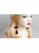 Personality Bat Fashion Temperament Halloween Gothic Black Tassel Felt Cloth Long Model Artificial Crystal Earrings
