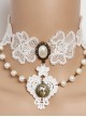 Vintage Baroque Bride Bridesmaid White Pearl Love Lace Flower Wings Necklace