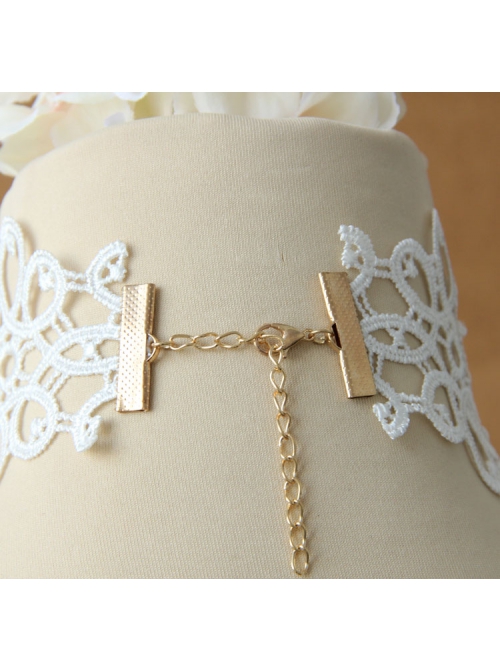 Lolita Baroque Sweet Princess Style White Pearl Lace Fashion All-match Wedding Necklace