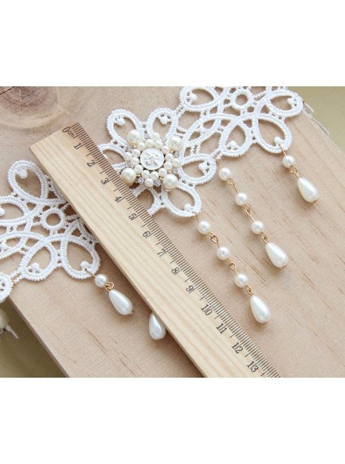 Lolita Baroque Sweet Princess Style White Pearl Lace Fashion All-match Wedding Necklace