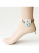 Blue Cherry Blossom Retro Fashion Lolita White Lace Female Anklet