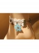 Blue Cherry Blossom Retro Fashion Lolita White Lace Female Anklet