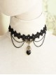 Black Gothic Retro Multi-level Resin Diamond Fashion Lace Heart Choker