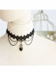 Black Gothic Retro Multi-level Resin Diamond Fashion Lace Heart Choker