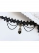 Black Gothic Retro Multi-level Resin Diamond Fashion Lace Heart Choker