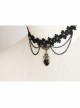 Black Gothic Retro Multi-level Resin Diamond Fashion Lace Heart Choker