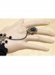Gothic Black Fashion Retro Rose Flower Gemstone Female Bracelet With Ring One Chain
