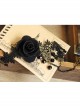 Gothic Black Fashion Retro Rose Flower Gemstone Female Bracelet With Ring One Chain