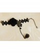 Gothic Black Fashion Retro Rose Flower Gemstone Female Bracelet With Ring One Chain