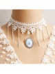 Baroque Palace Style Butterfly Pendant Lace Creative Beautiful White Tassel Necklace