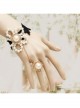 Baroque Gothic Retro White Artificial Pearl Flowers Fashion Black Lace Bracelet With Ring One Chain
