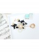 Baroque Gothic Retro White Artificial Pearl Flowers Fashion Black Lace Bracelet With Ring One Chain